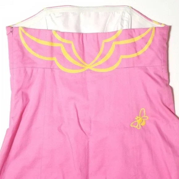 Lilly Pulitzer Bowen Hotty Pink Embroidered Strapless Dress Size 6 - Picture 11 of 13